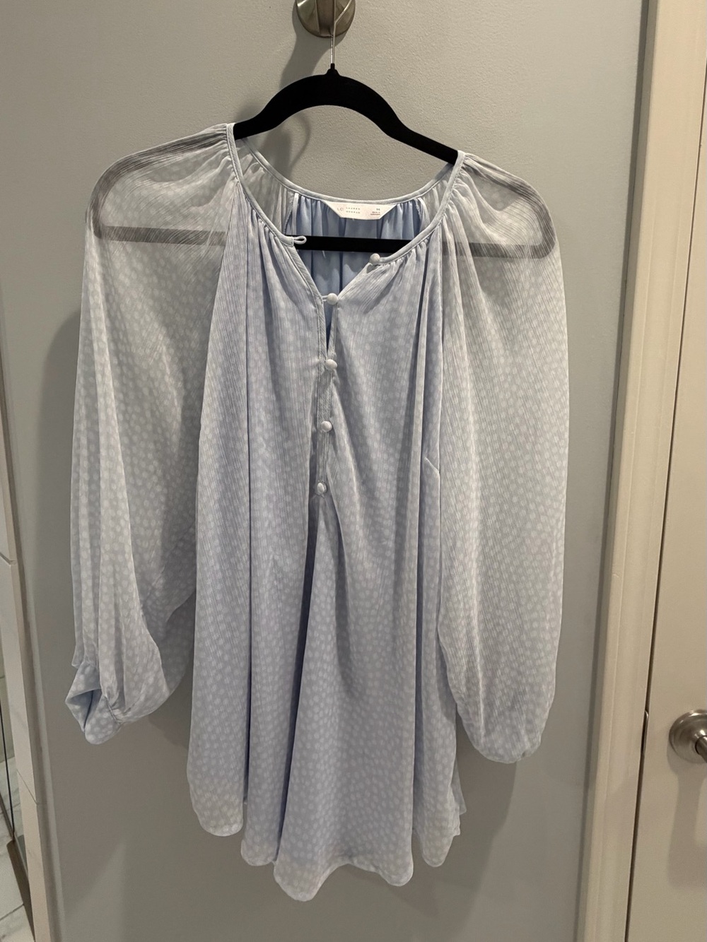 LC Lauren Conrad Light Blue Peasant Tunic with Button Front